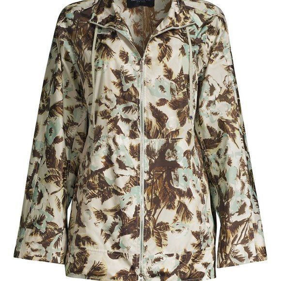 Lafayette 148 Baylor Palm Print‎ Hawaii Zip Tech Cloth Coat Windbreaker Jacket - Picture 3 of 5